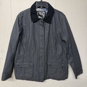 Crane WACHS  WETTERJACKE Plaid Line Full Zip Wax Jacket British Styling Women L